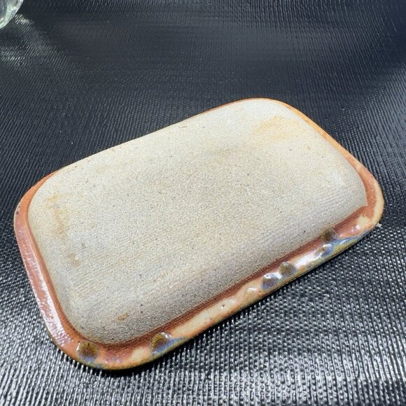 Vintage Hand Made Stoneware Pottery Dish Tray Artist Signed Embossed Butterfly - Picture 14 of 16